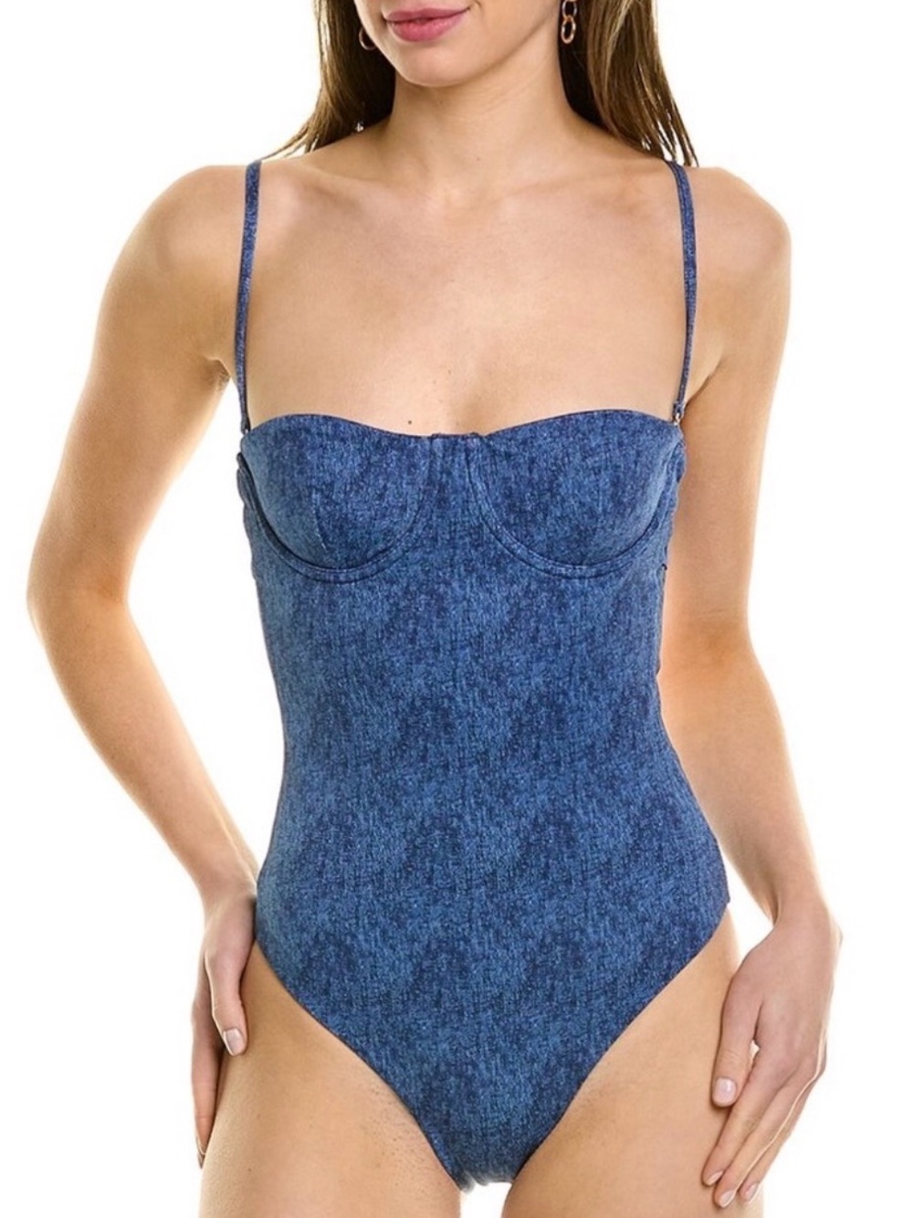 WeWoreWhat Dark Denim Blue One-Piece Swimsuit